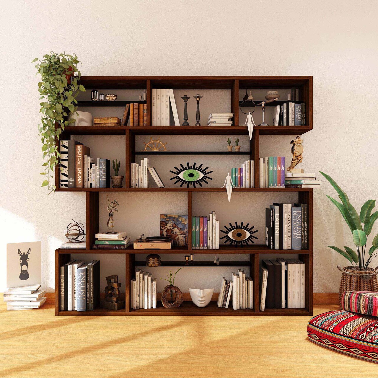 Corp biblioteca, Hanah Home, CPT6007-200, 200x200x30 cm, Lemn, Maro Dulapuri și Comode Living